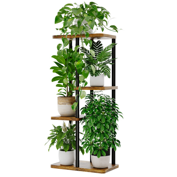 Bamworld 4-Tier Metal and Wood Corner Plant Stand