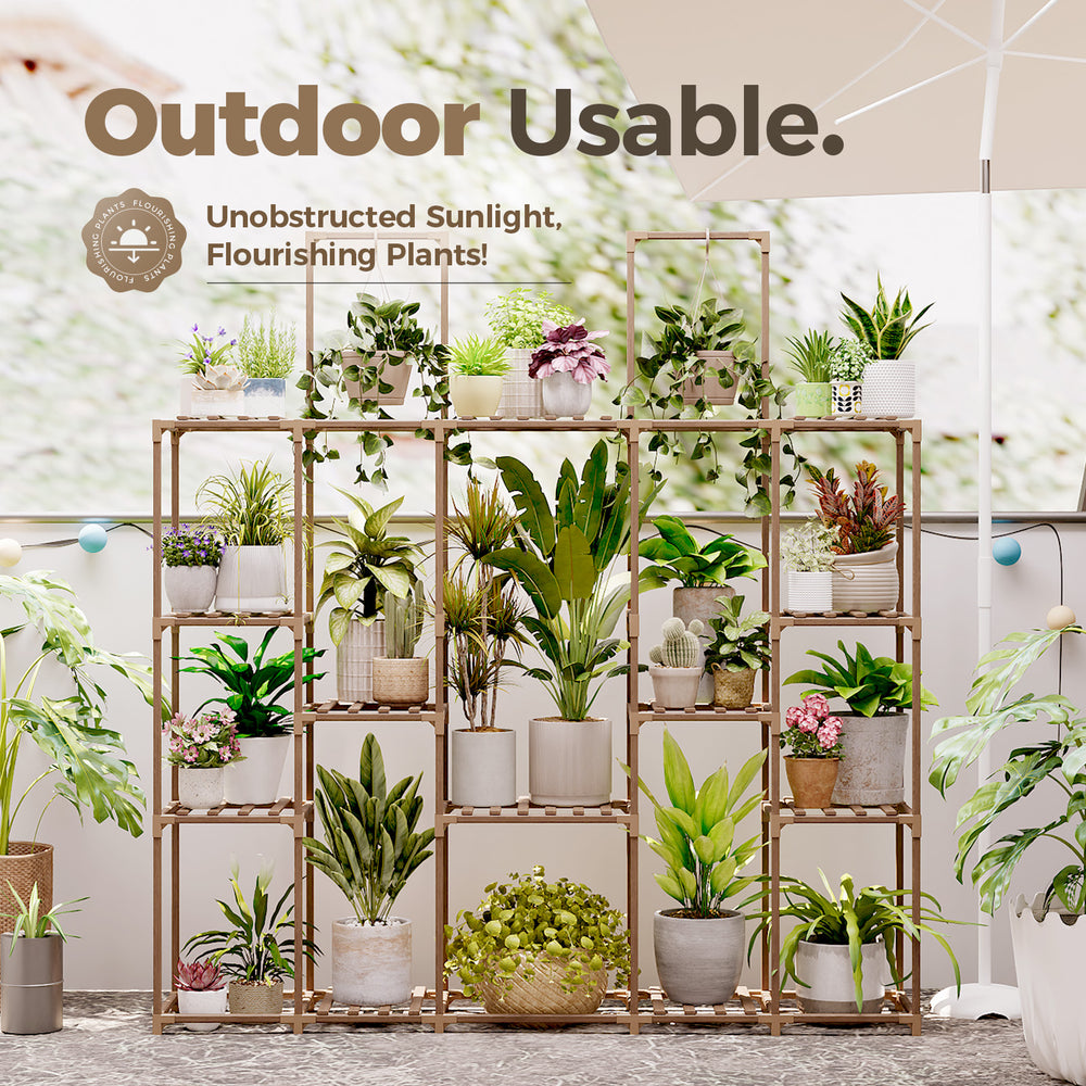 Bamworld Large Plant Stand Indoor Outdoor Plant Shelves Indoor Plant Holder for Living Room Outdoor Plant Rack Indoor Multiple Plants Patio Balcony Garden