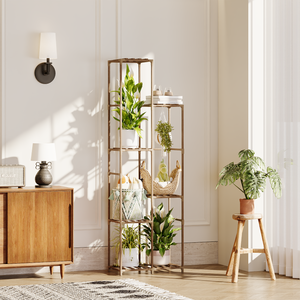 Bamworld Plant Stand Indoor Outdoor, 7-Tier Tall Large Wood Plant Shelf, Multi-Tier Flower Stands Garden Shelves, Wooden Plant Display Holder Rack for Living Room Corner