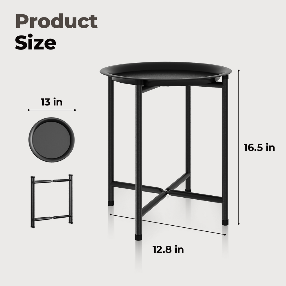 Bamworld Black Plant Stand Indoor Outdoor,Metal Plant Table for Large Tall Plants,Small Round Heavy Duty Plant Holder for Living Room Bedroom Patio Garden Balcony