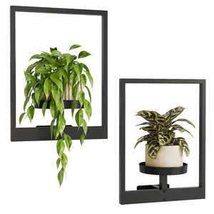 Bamworld 2 pack patented wall mounted metal plant hangers black iron square brackets white background