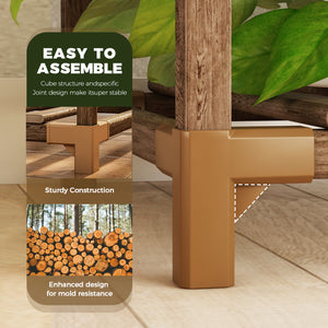 Bamworld Outdoor Plant Stand Indoor Plant Rack Plant Shelf Wood Outdoor Tiered Plant Shelf for Multiple Plants Ladder Plant Holder