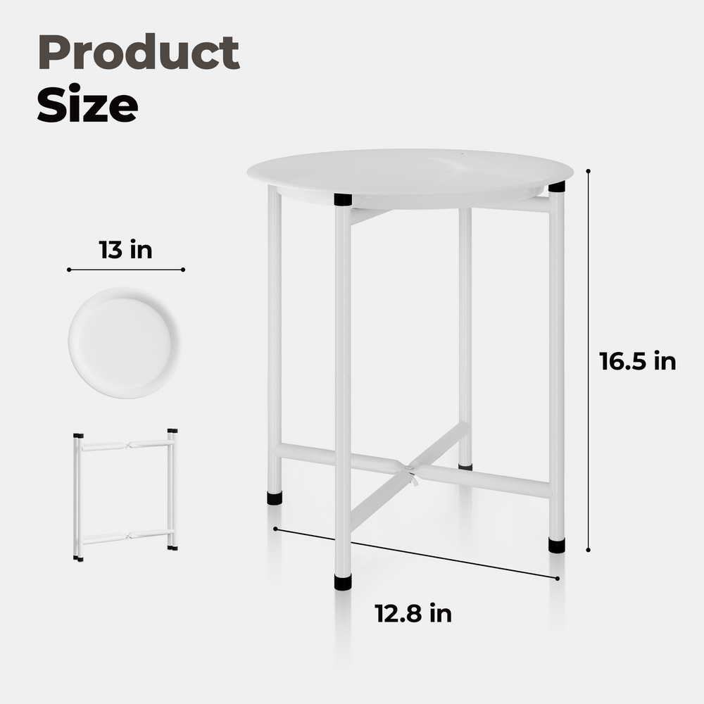 Bamworld Corner Plant Stand Indoor Outdoor, Round Metal Flower Stands for Large Plants, Heavy Duty Plant Table for Patio Garden Balcony Living Room Bedroom, White