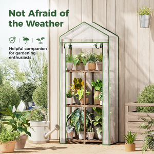 Bamworld 3-Tier Mini Greenhouse Stand with Premium PE Cover