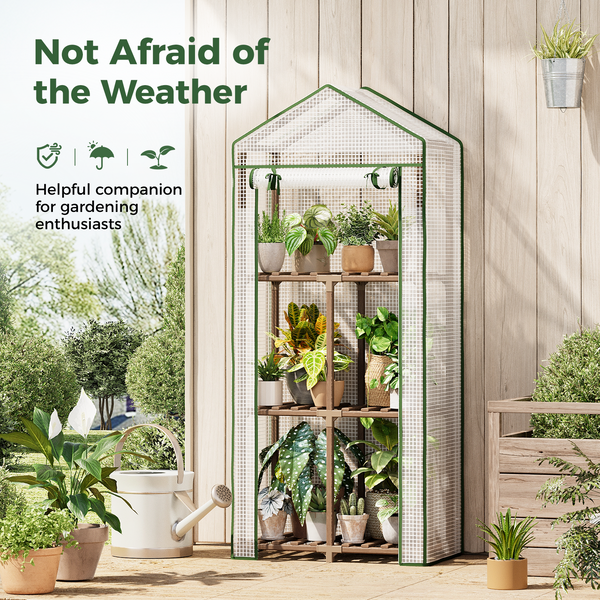 Bamworld 3-Tier Mini Greenhouse Stand with Premium PE Cover