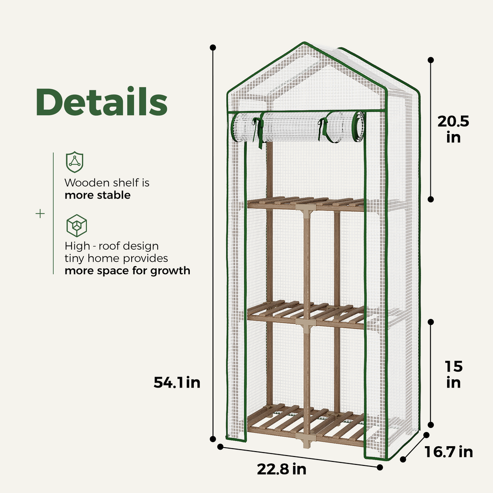 Bamworld 3-Tier Mini Greenhouse Stand with Premium PE Cover