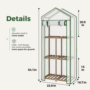 Bamworld 3-Tier Mini Greenhouse Stand with Premium PE Cover