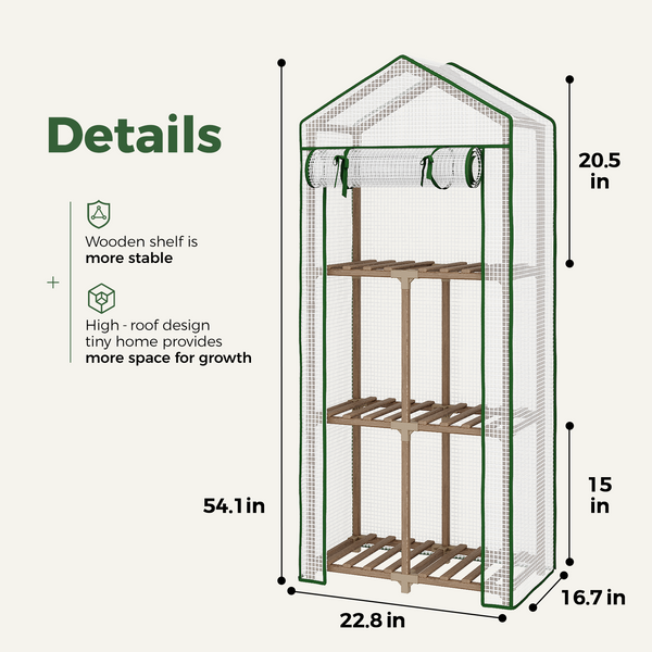 Bamworld 3-Tier Mini Greenhouse Stand with Premium PE Cover
