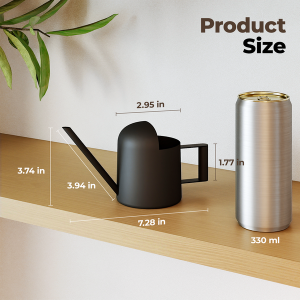 Bamworld 10oz Mini Matte Black Stainless Steel Watering Can