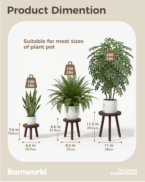 Bamworld 3-Pack Nesting Wooden Plant Stools