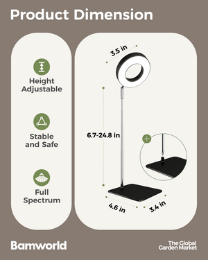 Bamworld Desktop Halo LED Grow Light with Integrated Stand Base