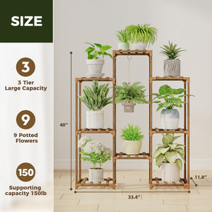 Bamworld Outdoor Plant Stand Indoor Plant Rack Plant Shelf Wood Outdoor Tiered Plant Shelf for Multiple Plants Ladder Plant Holder