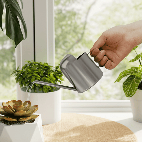 Bamworld 10oz Mini Sleek Silver Stainless Steel Watering Can