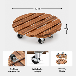 Corner Garden Duo - 4-Tier Wood Stand & Rolling Plant Caddy Bundle