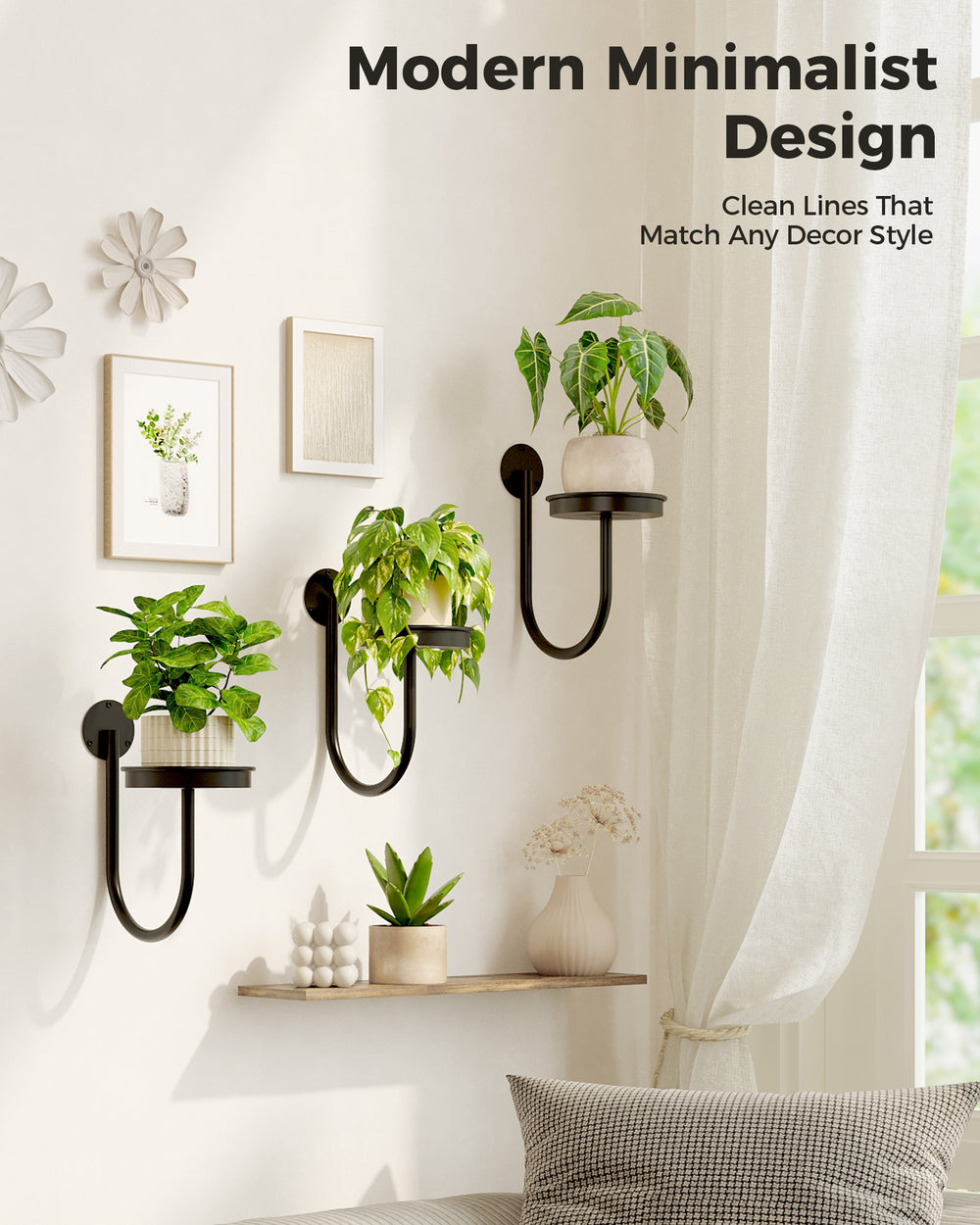 Bamworld 6" Heavy Duty Iron Wall Plant Holder (3-Pack)