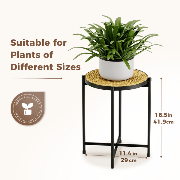 Bamworld 16.5" Boho Round Rattan Plant Stool