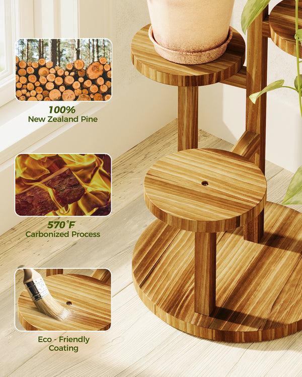 Bamworld 4-Tier Compact Round Wooden Plant Stand