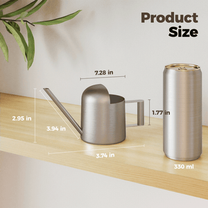 Bamworld 10oz Mini Sleek Silver Stainless Steel Watering Can