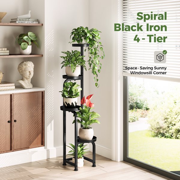 Bamworld 4-Tier Tall Metal Corner Plant Stand