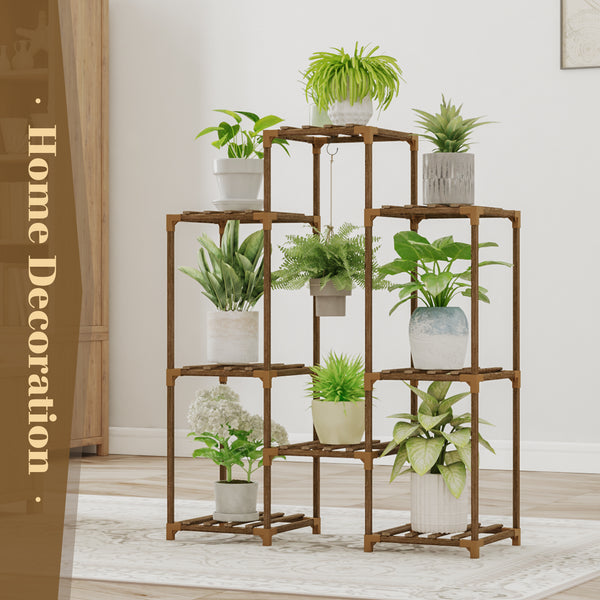 Bamworld Outdoor Plant Stand Indoor Plant Rack Plant Shelf Wood Outdoor Tiered Plant Shelf for Multiple Plants Ladder Plant Holder