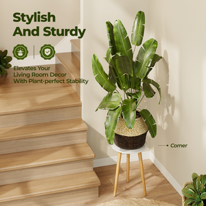 Bamworld 15.7" Round Wooden Plant Stool