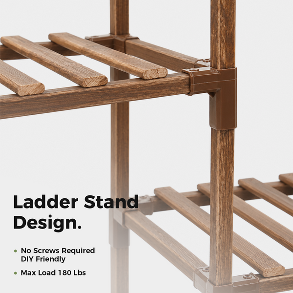 Bamworld 3-Tier Wooden Plant Rack for Indoor & Outdoor
