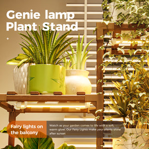Bamworld Plant Stand with Grow Light, Indoor Plant Growing Corner Shelf with Grow Lights for Living Room Patio Decor