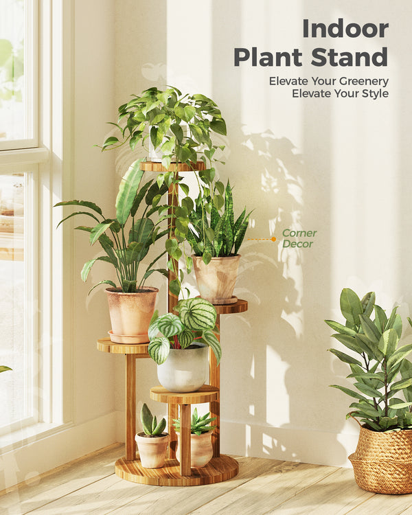 Bamworld 4-Tier Compact Round Wooden Plant Stand