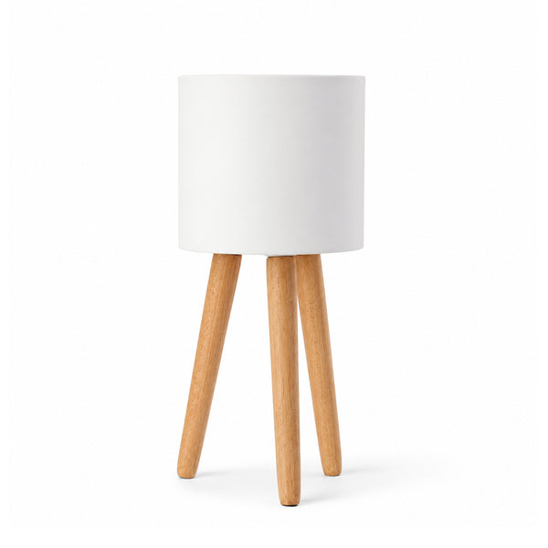 Bamworld 7" Modern Metal Plant Stand with Ash Wood Legs