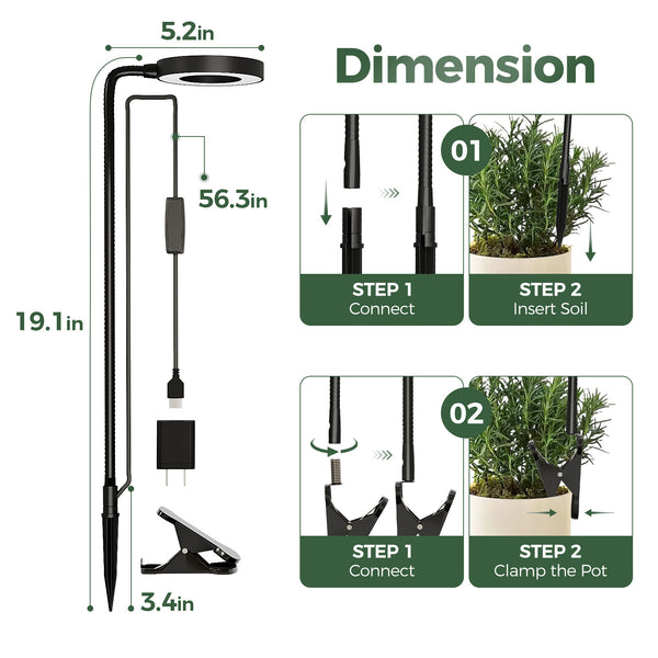 Bamworld Smart 2-in-1 Hybrid Halo LED Grow Light with Dual-Mount System