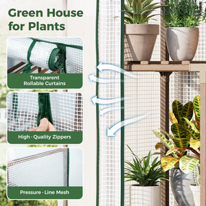 Bamworld Portable 2-Tier Mini Greenhouse Stand with PE Cover
