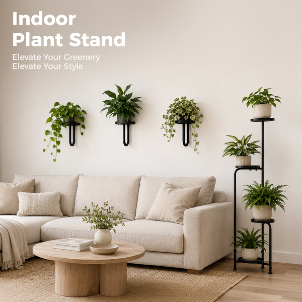 Vertical Plant Wall - 4-Tier Corner Stand & Wall Planter Bundle