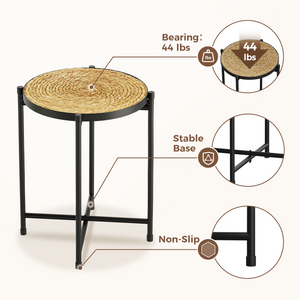 Bamworld Round Plant Stand Indoor Outdoor Metal Modern Plant Table Shelf for Small Spaces Elegant Flower Holder for Patio Balcony Garden