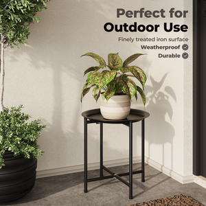 Bamworld Black Plant Stand Indoor Outdoor,Metal Plant Table for Large Tall Plants,Small Round Heavy Duty Plant Holder for Living Room Bedroom Patio Garden Balcony