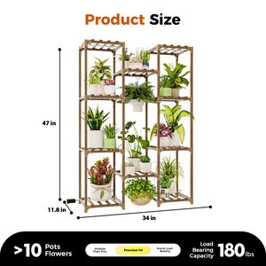 Bamworld Plant Shelf with Grow Light Plant Stand suitable for large living rooms, suitable for multiple flower pots, with warm light design, suitable for gardening