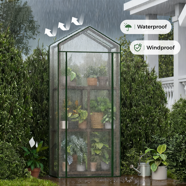 Bamworld 3-Tier Mini Greenhouse Stand with Premium PE Cover