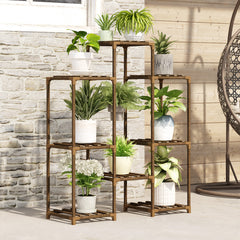 Bamworld Outdoor Plant Stand Indoor Plant Rack Plant Shelf Wood Outdoor Tiered Plant Shelf for Multiple Plants Ladder Plant Holder