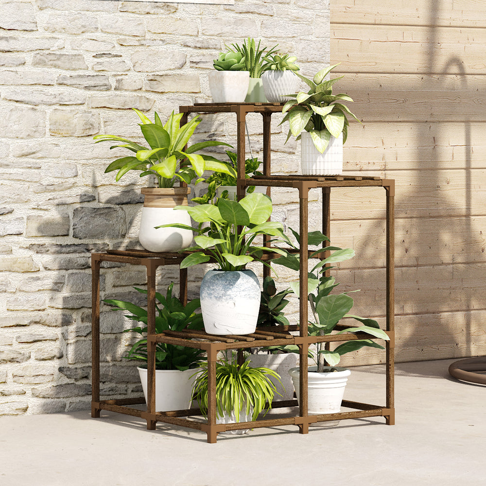 Bamworld Plant Stands Indoor Outdoor Corner Shelf Plant Shelves Indoor Plant Holder for Living 4-Tier Corner Stands Room Outdoor Plant Rack Indoor Multiple Plants Patio Balcony Garden