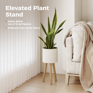Minimalist Green Nook - 7-Tier Ladder Plant Stand & Ivory Planter Bundle