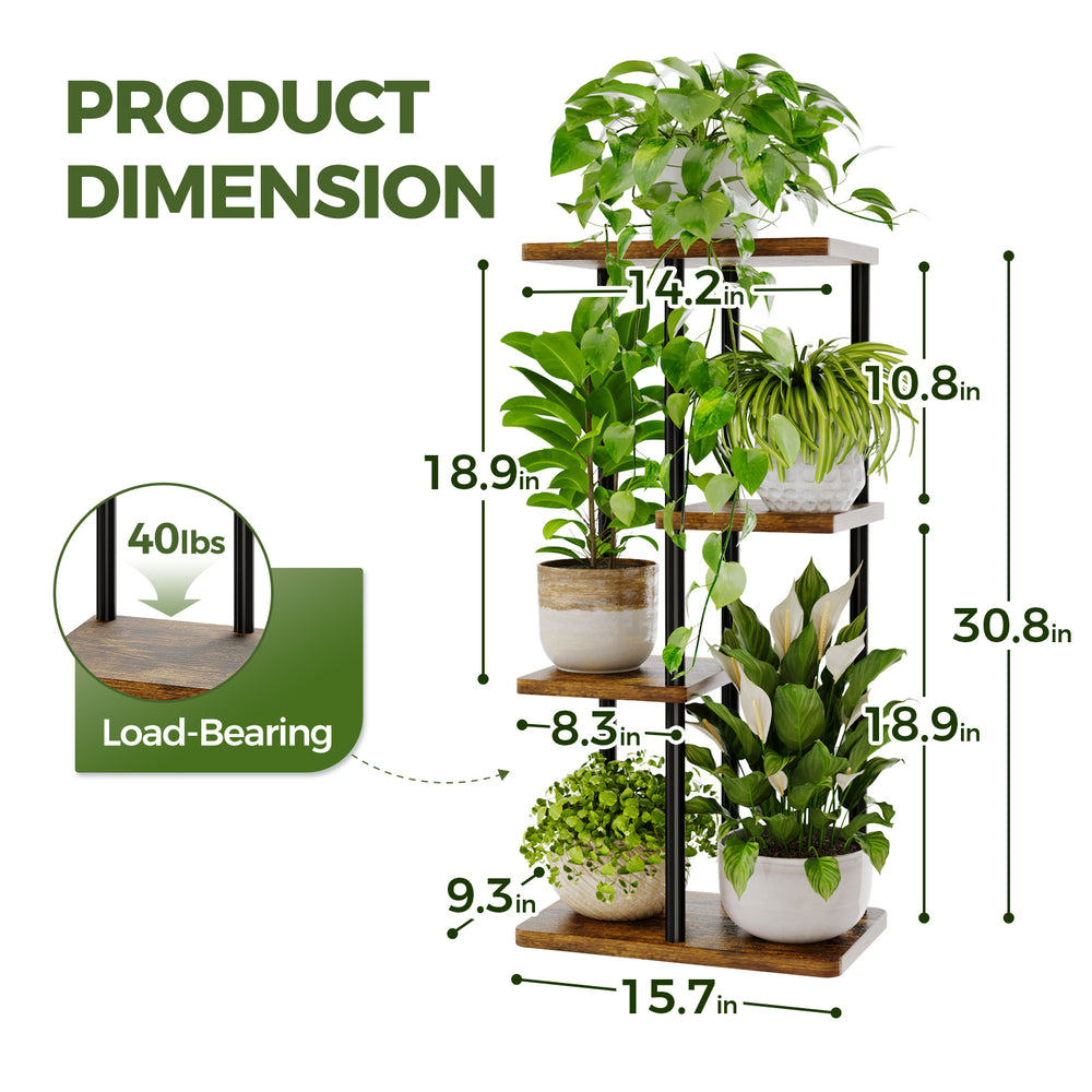 Bamworld 4-Tier Metal and Wood Corner Plant Stand