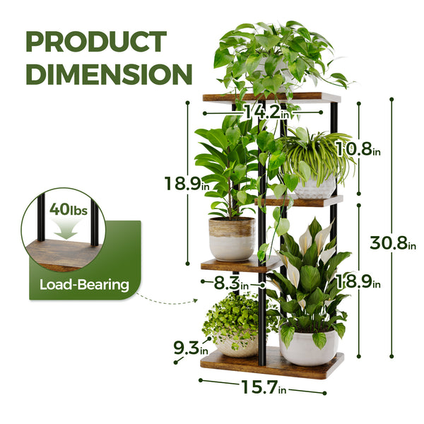 Bamworld 4-Tier Metal and Wood Corner Plant Stand