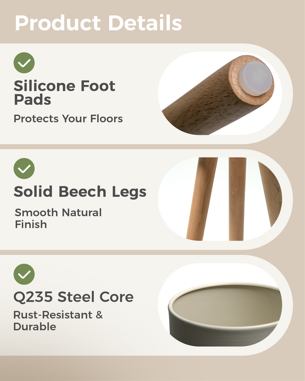 Bamworld 7" Modern Metal Plant Stand with Ash Wood Legs