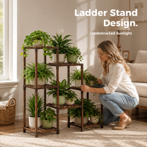 Minimalist Green Nook - 7-Tier Ladder Plant Stand & Ivory Planter Bundle