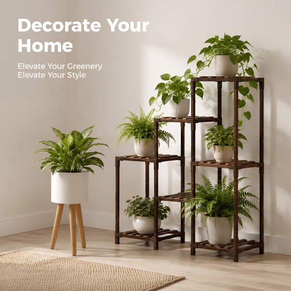 Bamworld 3-Tier Wooden Plant Rack for Indoor & Outdoor