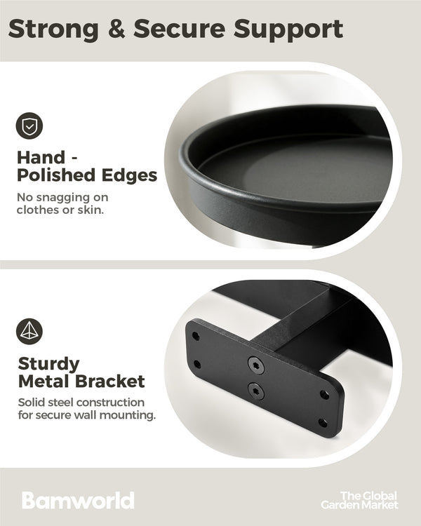 Bamworld 6" Heavy Duty Iron Wall Plant Holder (3-Pack)