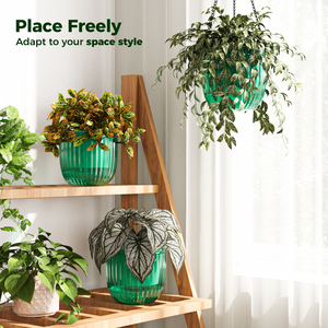 Bamworld 6.5" Self-Watering Hanging Planters with Visible Reservoir (3-Pack) - Emerald Green