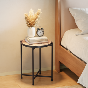 Bamworld Round Plant Stand Indoor Outdoor Metal Modern Plant Table Shelf for Small Spaces Elegant Flower Holder for Patio Balcony Garden