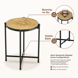 Bamworld 16.5" Boho Round Rattan Plant Stool