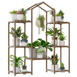 Bamworld Boho Roof-Shaped Wooden Hanging Plant Stand