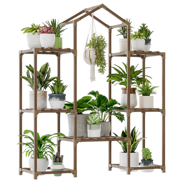 Bamworld Boho Roof-Shaped Wooden Hanging Plant Stand